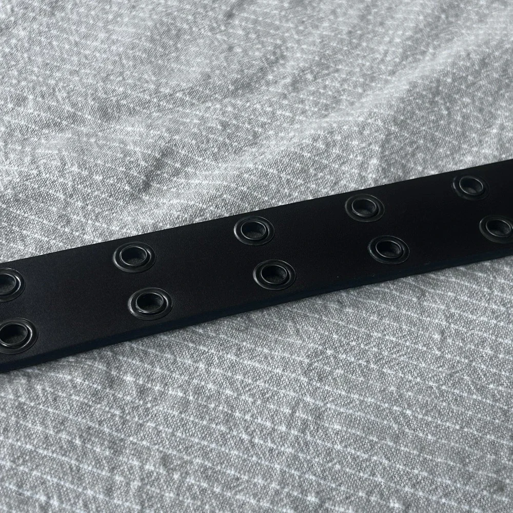 NWT Reversible Black/brown Double Grommet Leather Biker Punk Belt Size Large